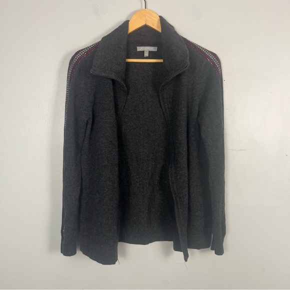 Neiman Marcus Cardigan S Cashmere Collection rhinestone Stripe Zip Jacket - Picture 7 of 9